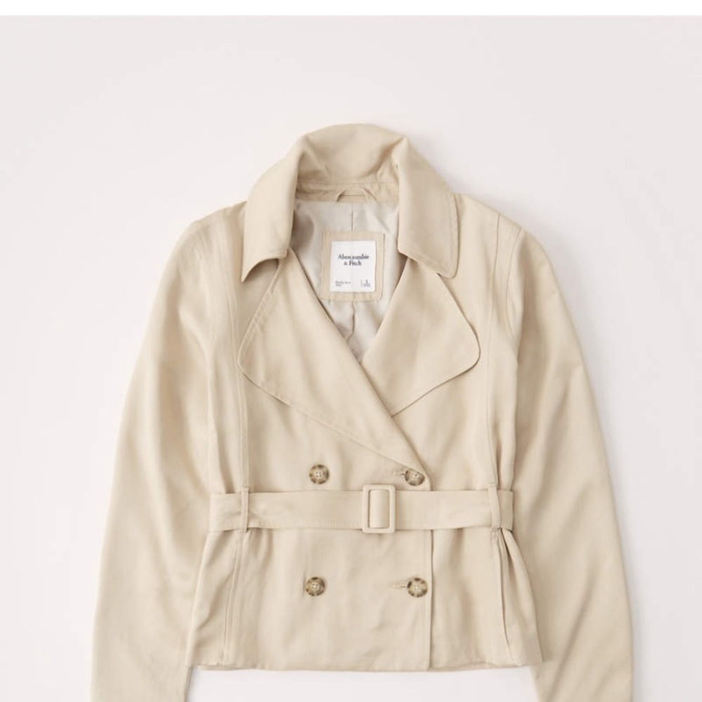 Abercrombie & Fitch Women's Tan Trench Coat with Belt - Picture 6 of 6